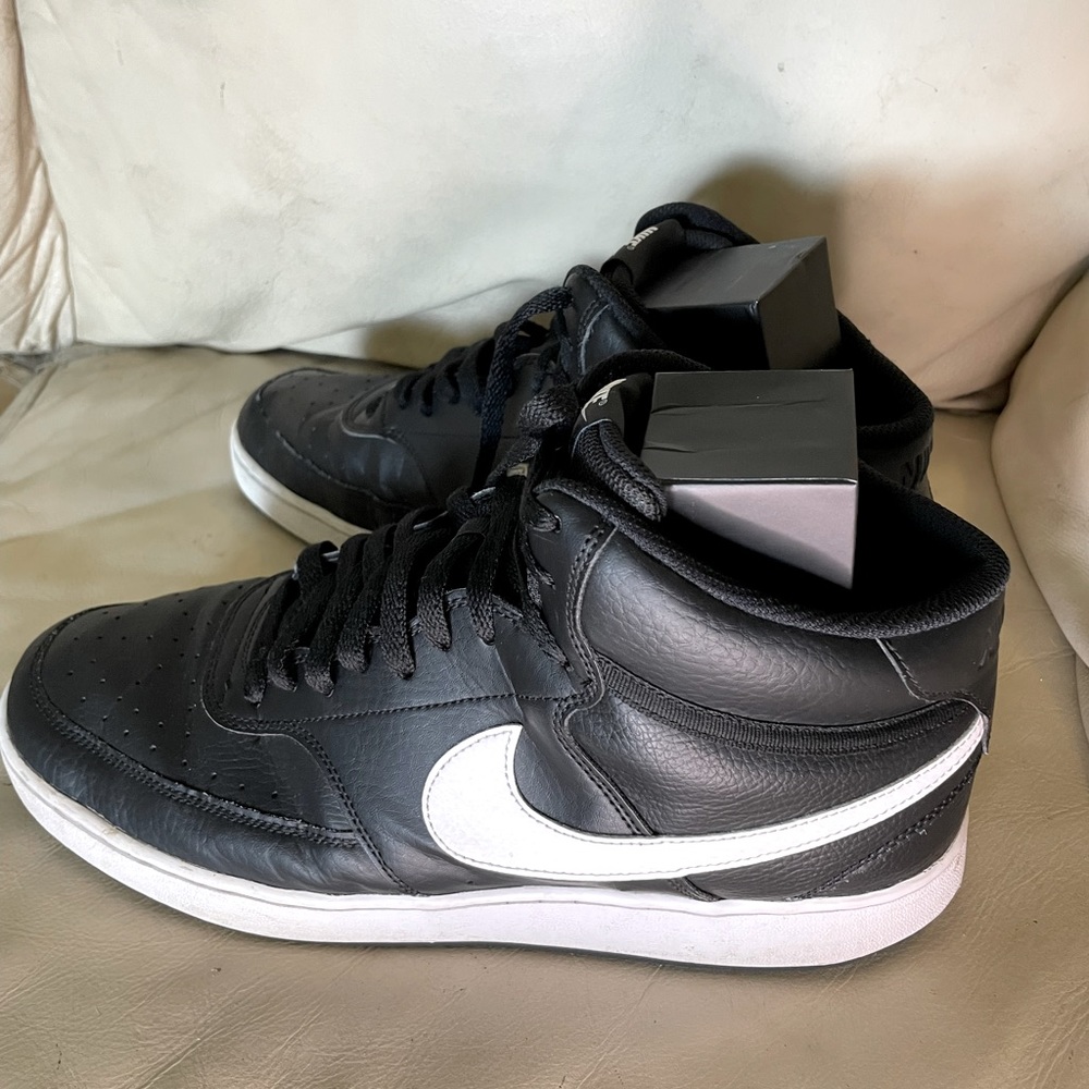 Nike COURT VISION MID Mens Lace Up Sneaker Black/White US Size 13 Basketball 🏀